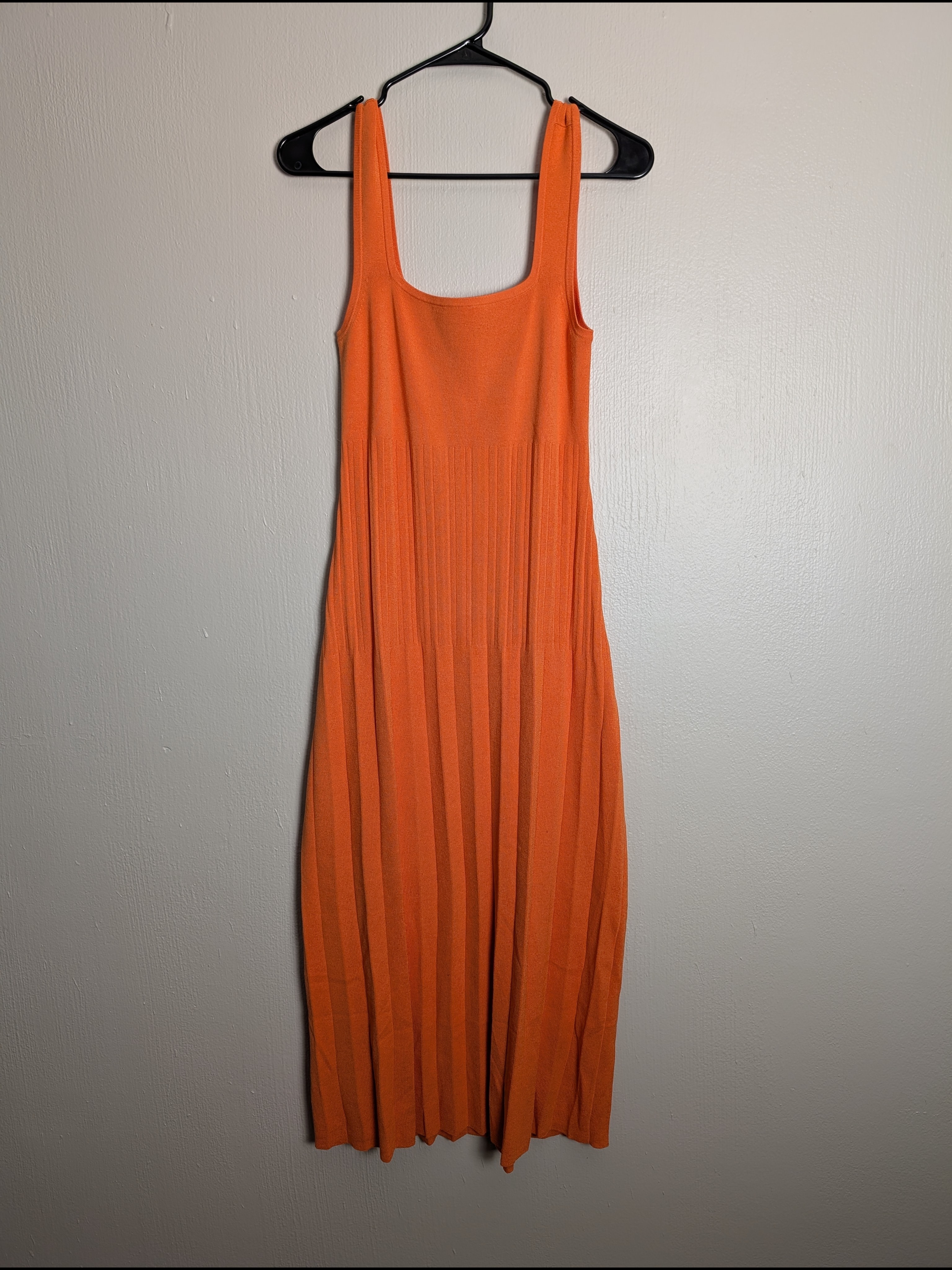Ann Taylor Orange Ribbed Sleeveless Midi Dress